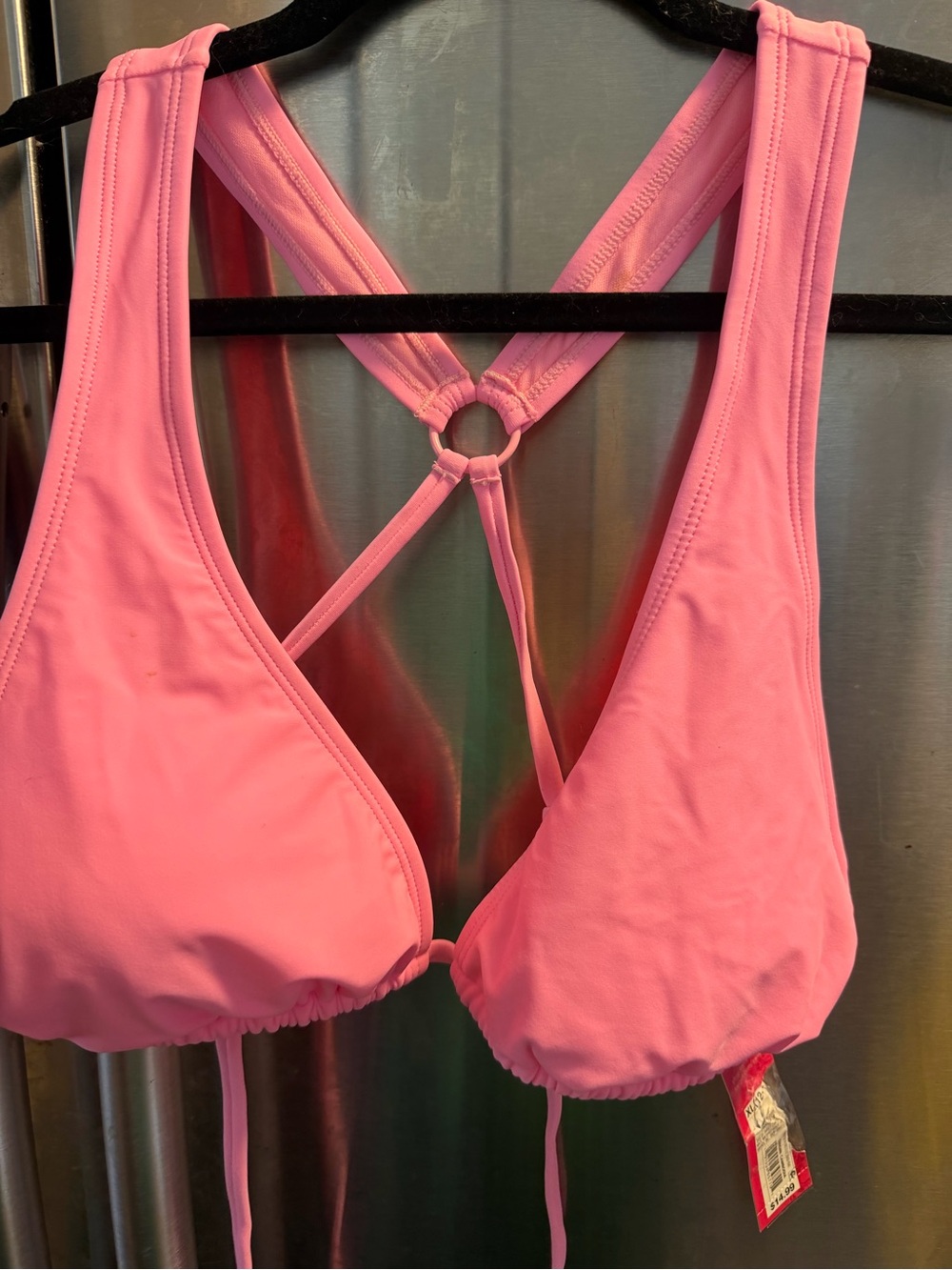 Xhilaration Pink Ring-Back Halter Swim Top